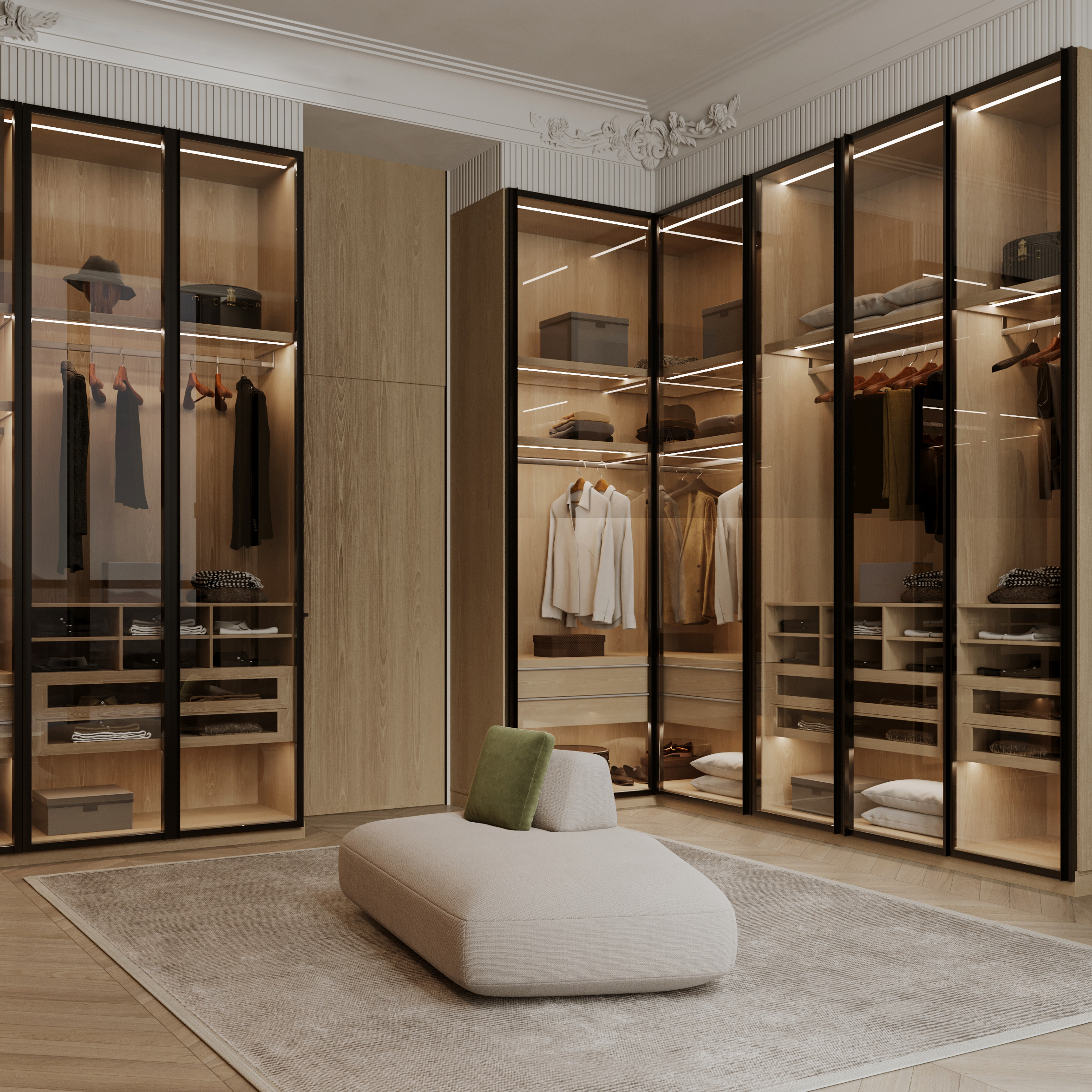 YK Modern Design Wooden Walk-in Closet Bedroom Furniture Adjustable Easy Assembly Convertible Clothes Storage Cabinet for Villa