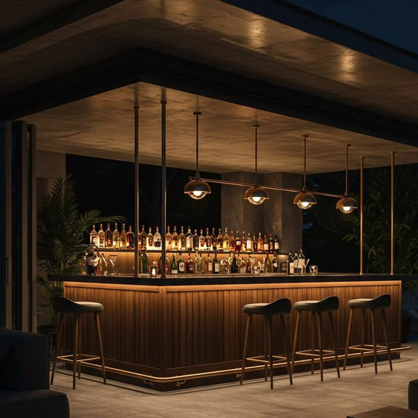 Modern Luxury Curved Marble bar Counter Customized Restaurant bar Counter Equipment One-stop Solution