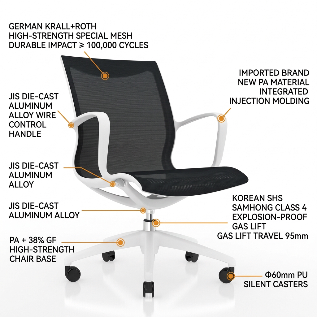 Simple Ergonomic Office Chair Breathable Mesh Backrest Computer Chair Lifting Rotating Roller Staff Chair Home Study Chair