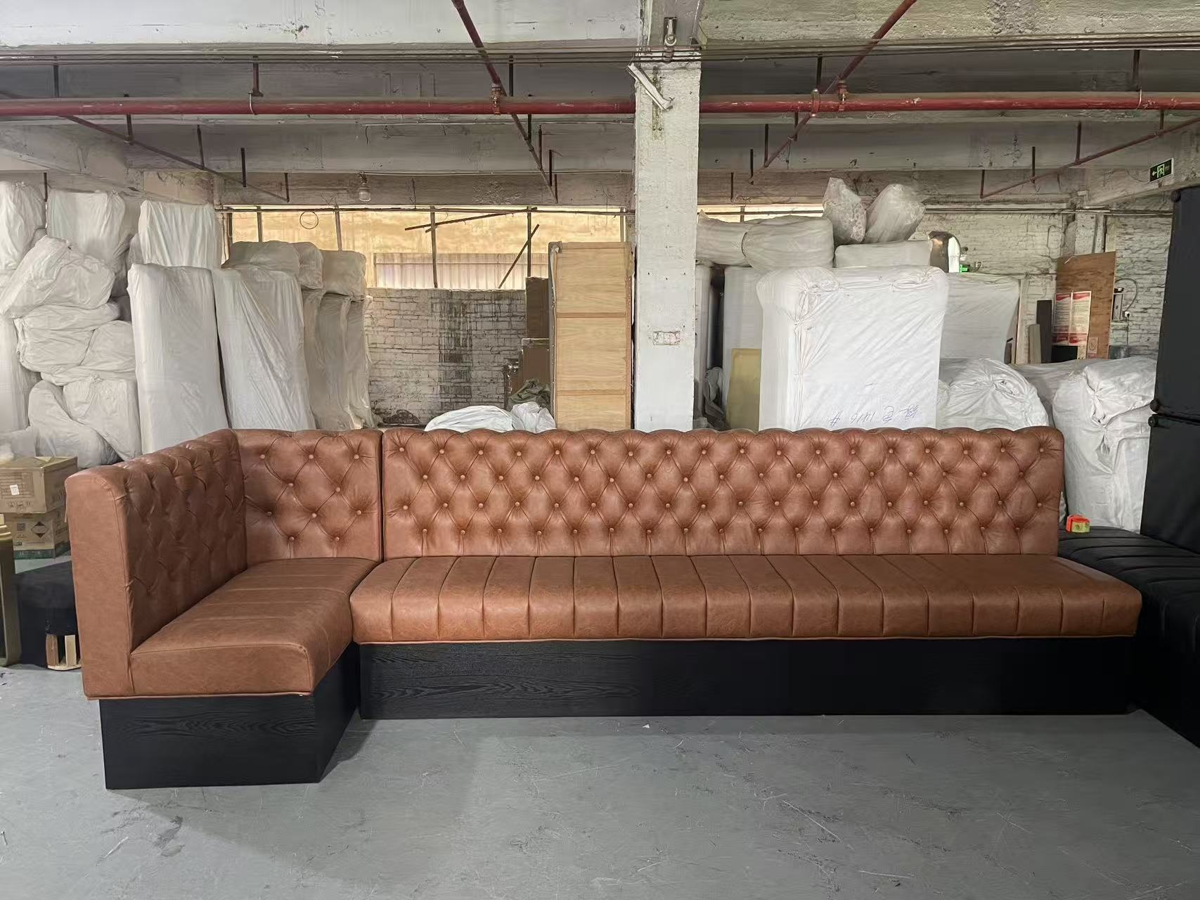 Cafeteria Restaurant Furniture Set Luxury L Shape Corner Dining Leather Booth Seating Cafe Sofa Table And Chair For Restaurant