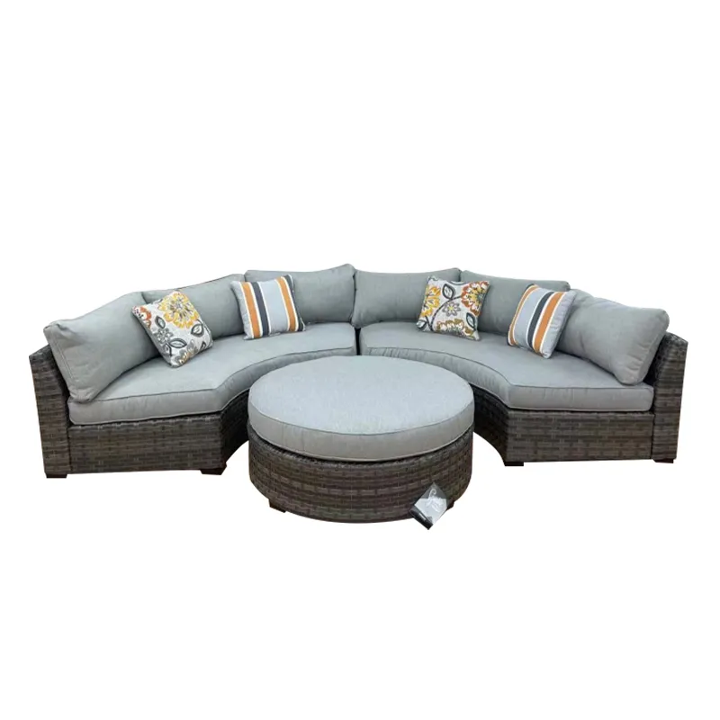 Modern Hotel Home Outdoor Patio Garden Wooden Living Room Aluminum Teak Sectional Corner Chair Sofa Rattan Furniture