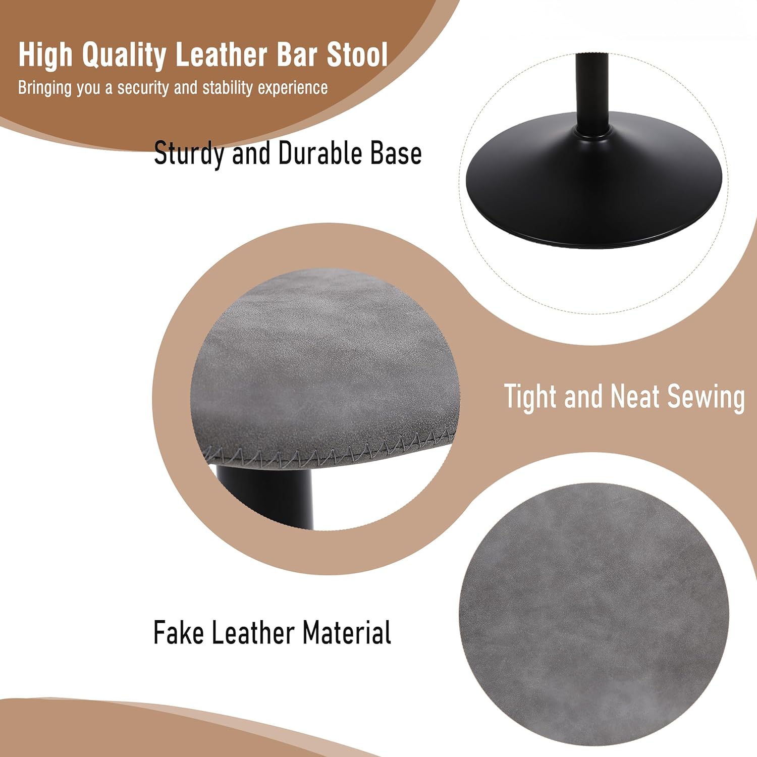 Swivel Bar Stools with Back Adjustable Modern Bar Chairs PU Leather Kitchen Island Stool bar Chairs
