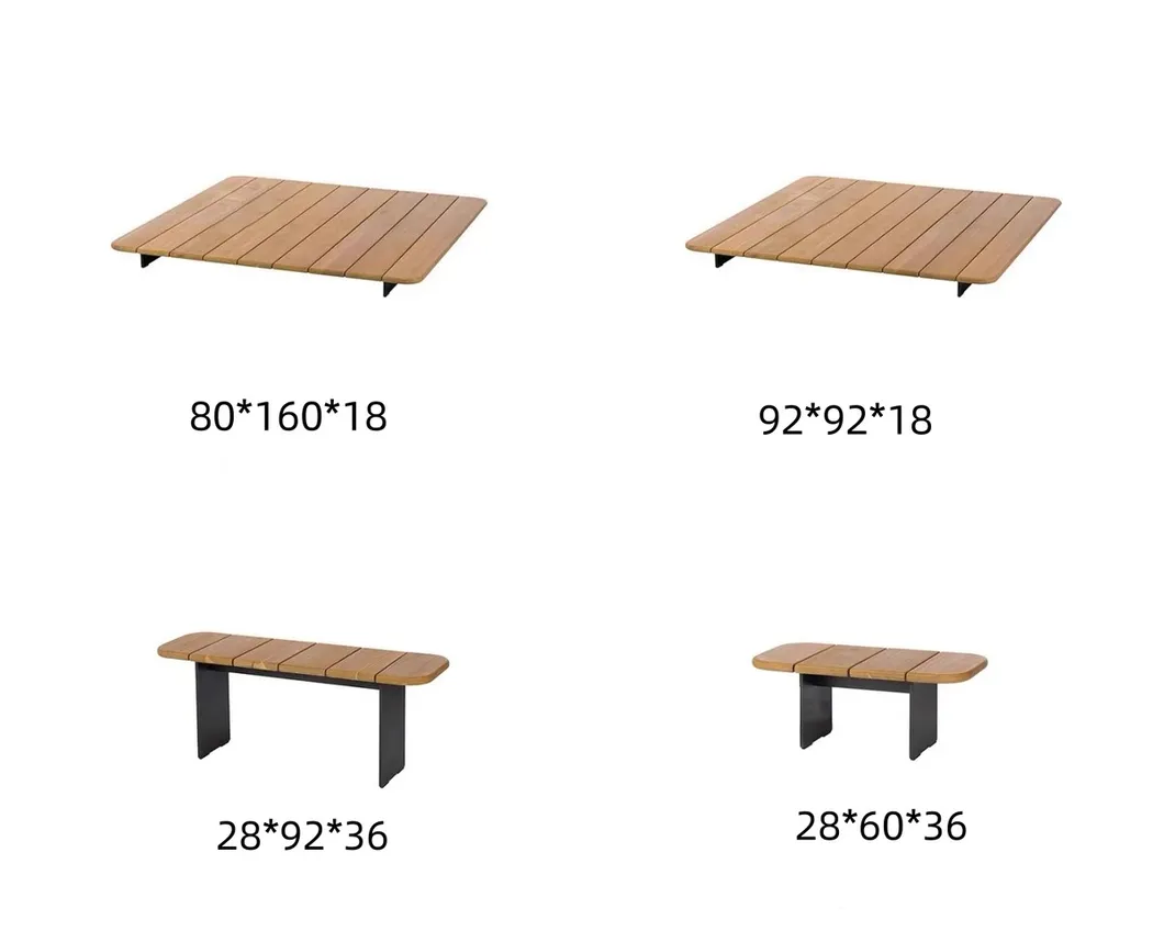Modern Waterproof Teak Wood Outdoor Furniture Living Room Balcony Garden Patio Hotel Sectional Sofa with Cushions