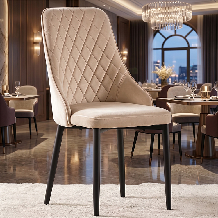 Modern Stainless Steel Upholstery Dining Chairs Nordic European Style Beige Cream Dining Chair