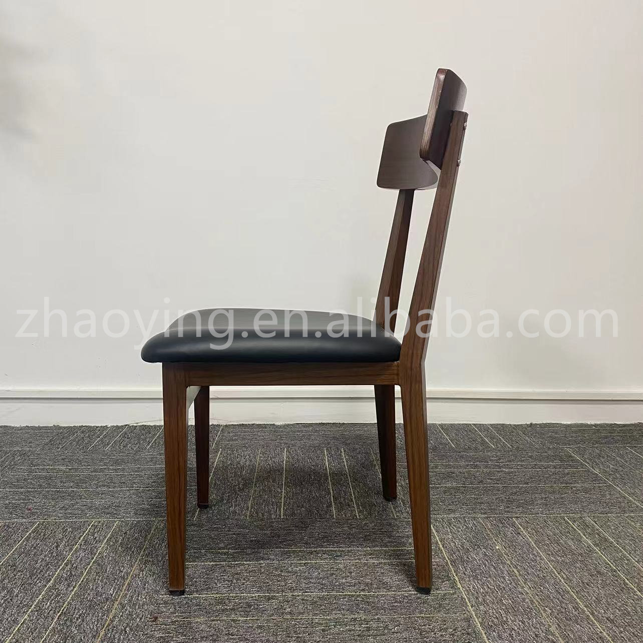 Small Size Wood Grain Color Frame Chair PU Cover Seating Chair Dining Chair for Canteen Restaurant Hotel Using