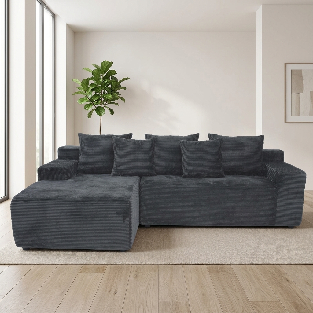 Sectional L-Shape Sofa Modern Memory Foam Vacuum Compressed OEM Modular L-Shape Sectional Sofa for Hotel &amp; Retail Soft Cushion