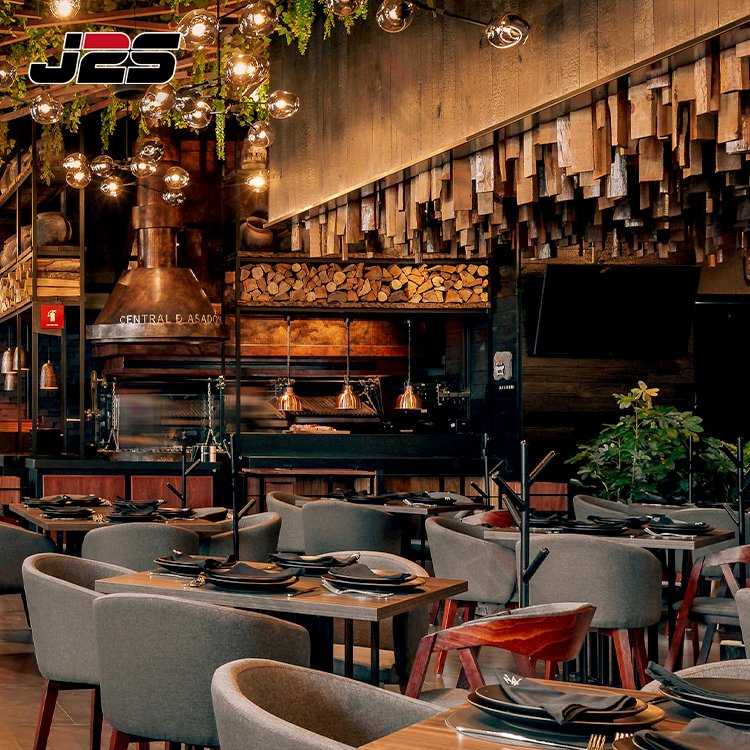 High-End Buffet Dining Restaurant Furniture Set with Wooden Round Tables and Chair