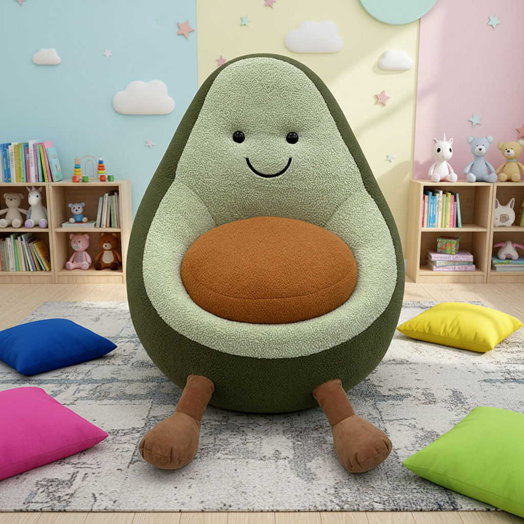 Fruit Shape Design Series Soft Furniture for Lounge Living Room Decor Avocado Out-look Fabric Upholstery Single Sofa Chair