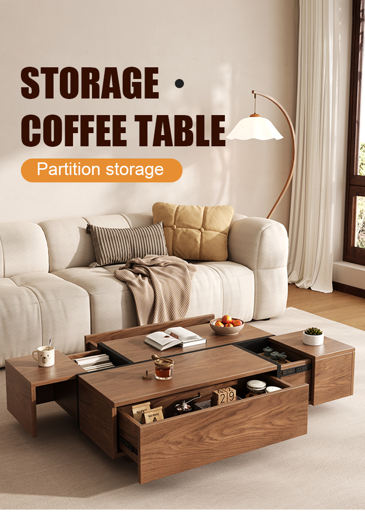 Minimalist Rectangular Storage Coffee Table Details