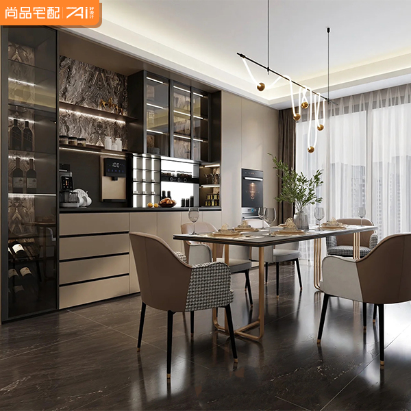 Wision Custom Luxury Modern Wooden Glass Sideboard Cabinet Storage Multifunction Features Panel Design Dining Room Furniture