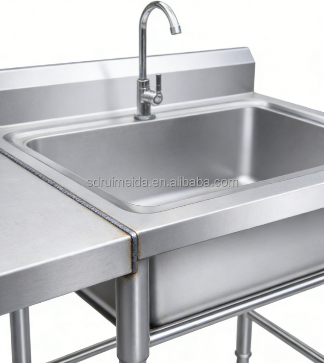 Home Commercial Outdoor Restaurant Island Platform Thickened Stainless Steel Independent Single Sink With Drain Operation Table
