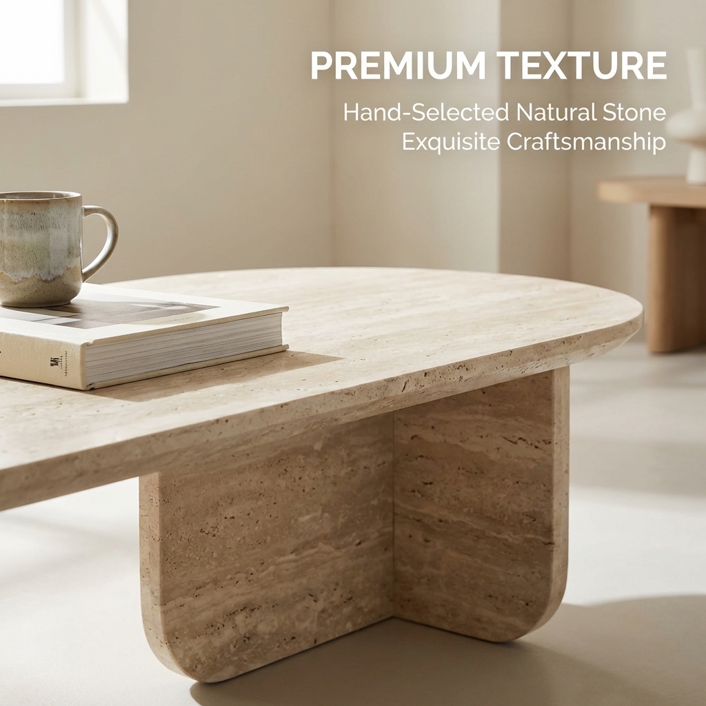 Wabi Sabi Wind Cave Stone Tea Table Modern Villa Living Room Travertine Coffee Table Small House Household Internet Celebrity