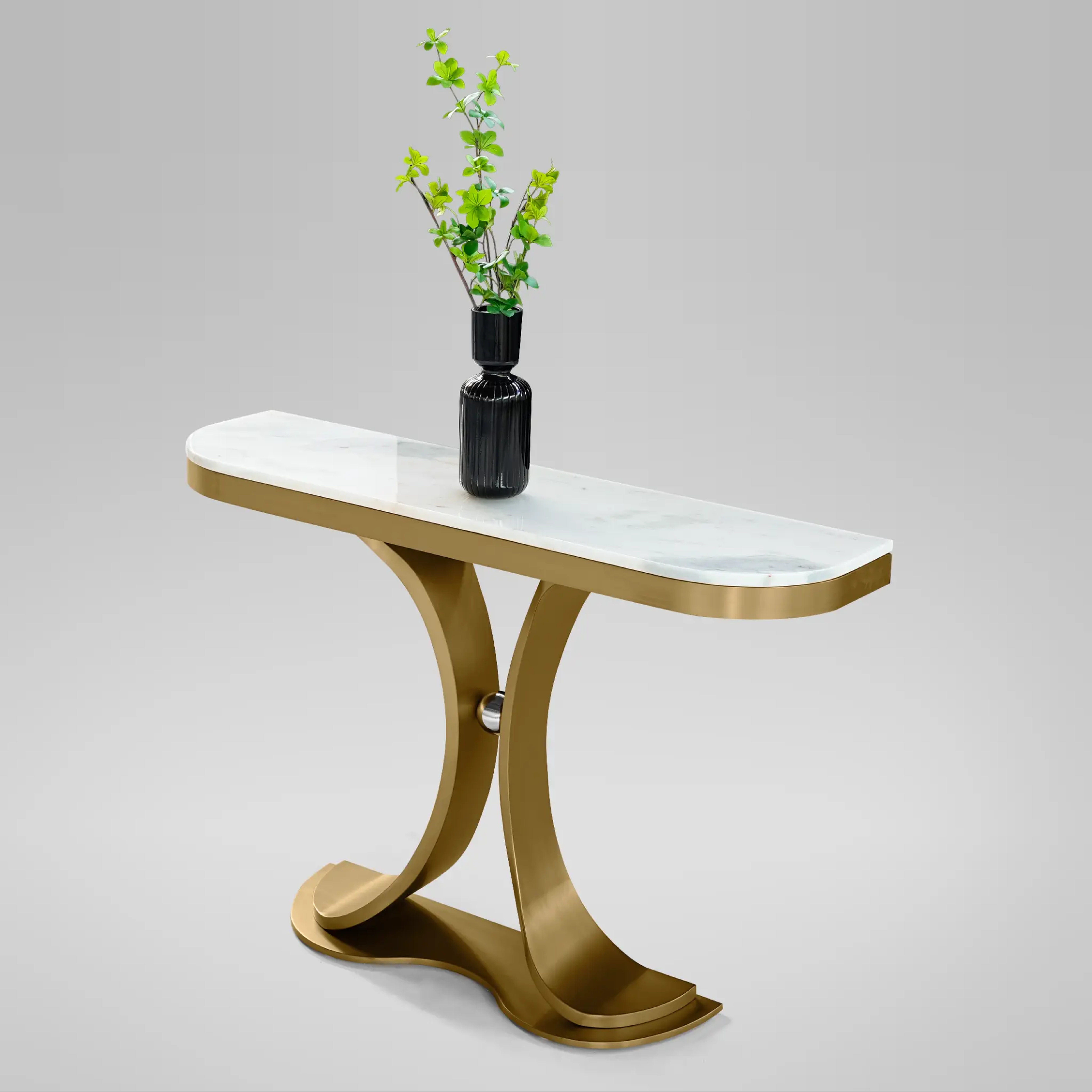 Dover Rainbow Natural Marble Console Table Luxury Modern Entryway Living Room Hotel Stainless Steel Legs Mingjie