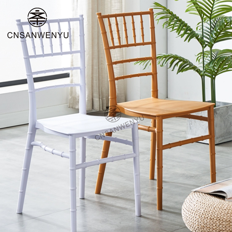 Wholesale High Quality Durable Stackable PP Plastic White Banquet Hotel Tifanny Chiavari Wedding Chair Dining Chairs for Events