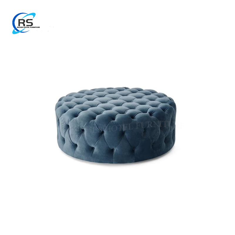 Modern Fabric Upholstery Wooden Legs Home and Office Salon Furniture Ottoman, Pouf, Stool
