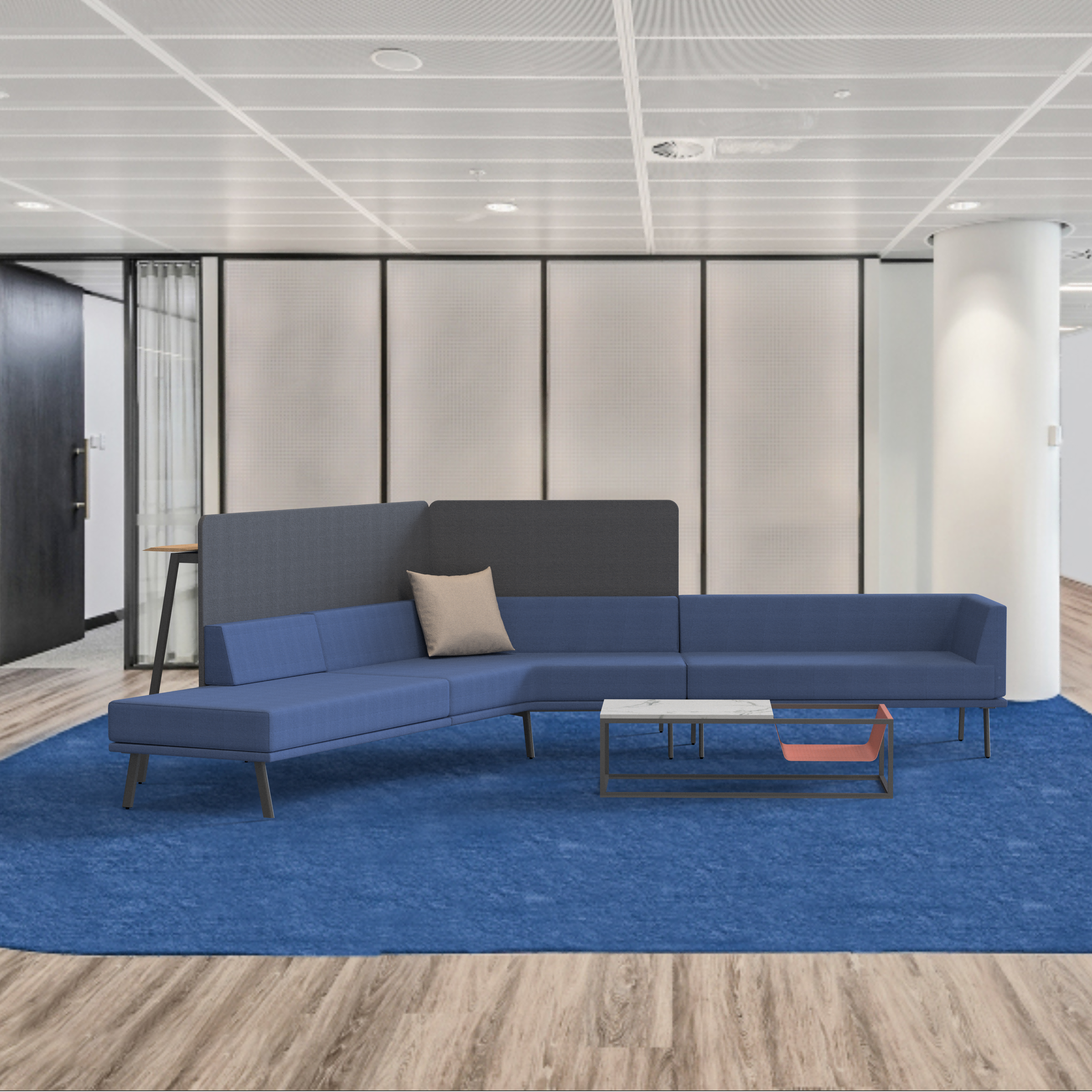 Modular Sectional Sofa Set Custom Color Modern Office Metal Base Eco-friendly High-grade Fabric Durable Home Office Living Room