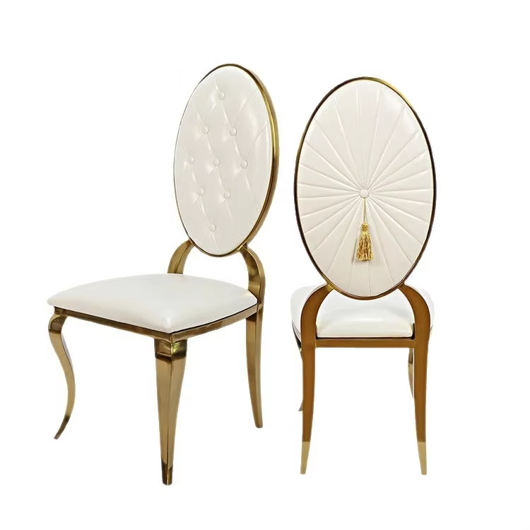 Runwood Wayon Luxury Stainless Steel Hotel Banquet Chair Modern Round Backrest Dining Chair With Soft Upholstery For Wedding