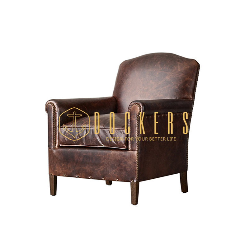 Chinese Wooden Home Living Room Hotel Vintage Accent Chair Leather Furniture Sofa