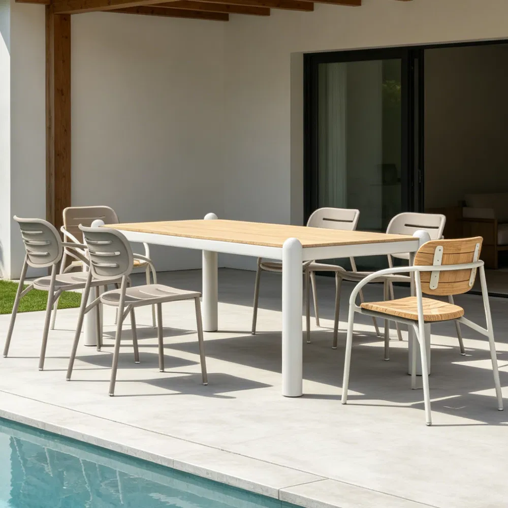 Aluminum Alloy Outdoor Dining Table and Chair Set for Balcony Courtyard Park