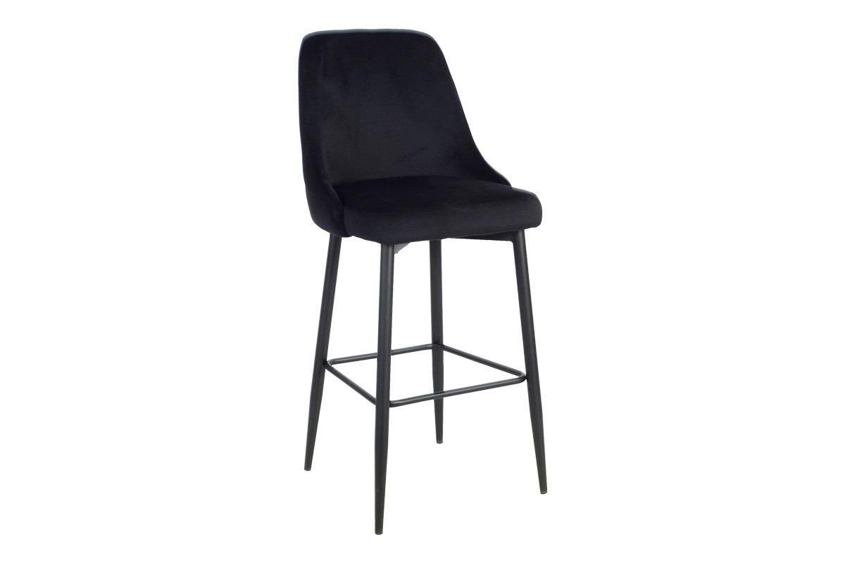 Modern Black Velvet Fabric Kitchen bar Stool with Footrest