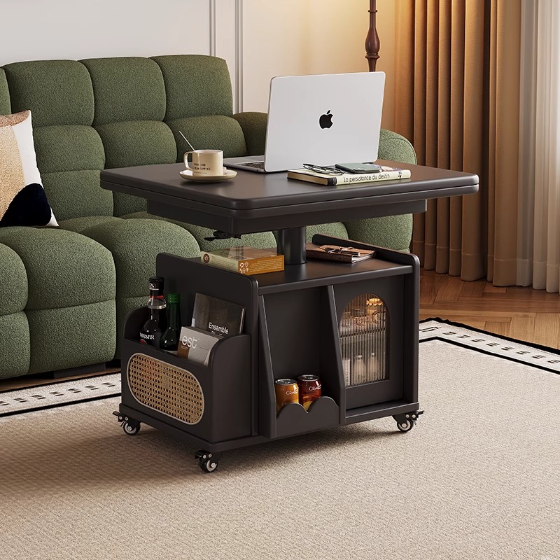 2026 Modern Style Creative Log Wind Mobile Coffee Table Wheeled Multi-Functional Storage for Living Room Bedroom Office