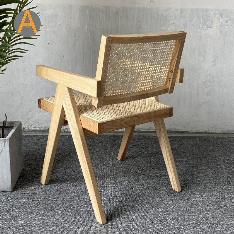 Modern MID Century Rattan Accent Chair Seating Intdoor Furniture with Armrest for Living Room Dining Kitchen