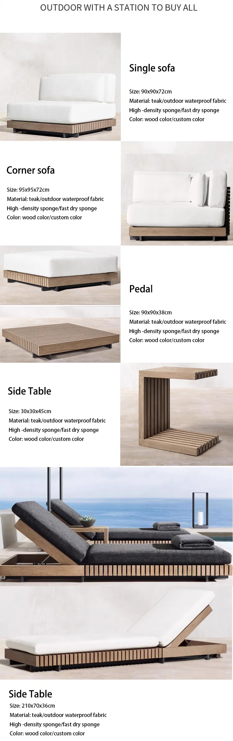Nordic Style Modern Home Outdoor Living Room Furniture Set Aluminum Sofa Detailed View 2