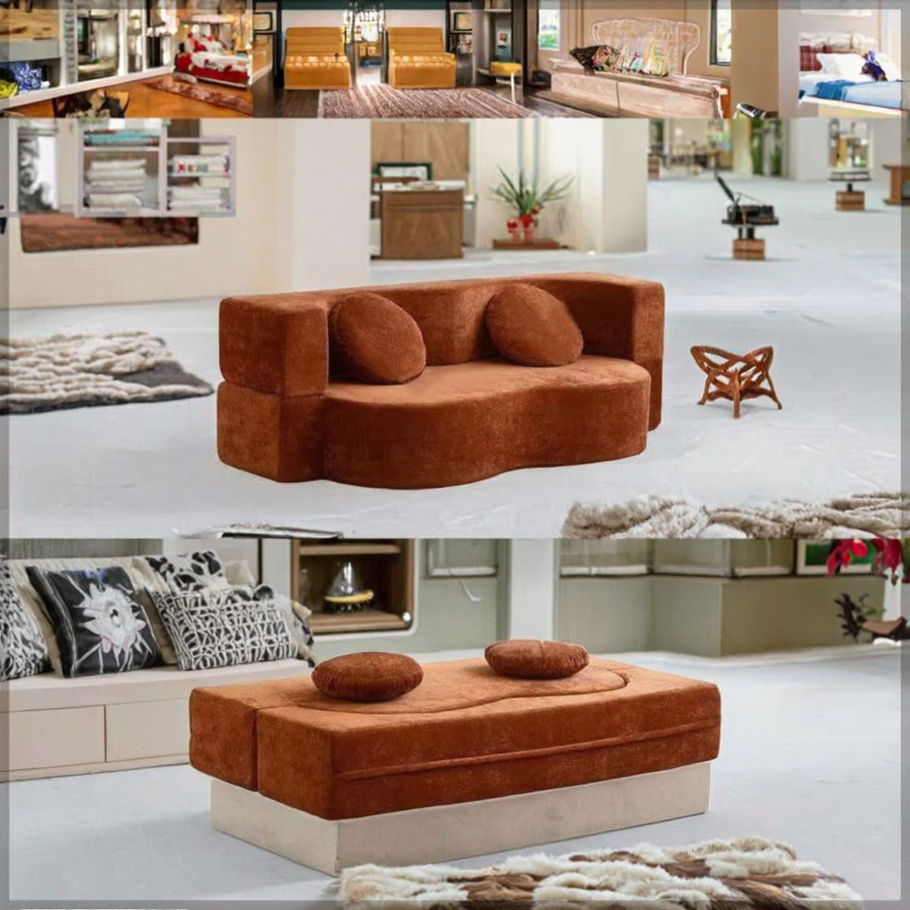 Luxury Living Room Furniture Sectional Sofa with Corner Backrest Fabric Seat Bed Set Sponge Filled