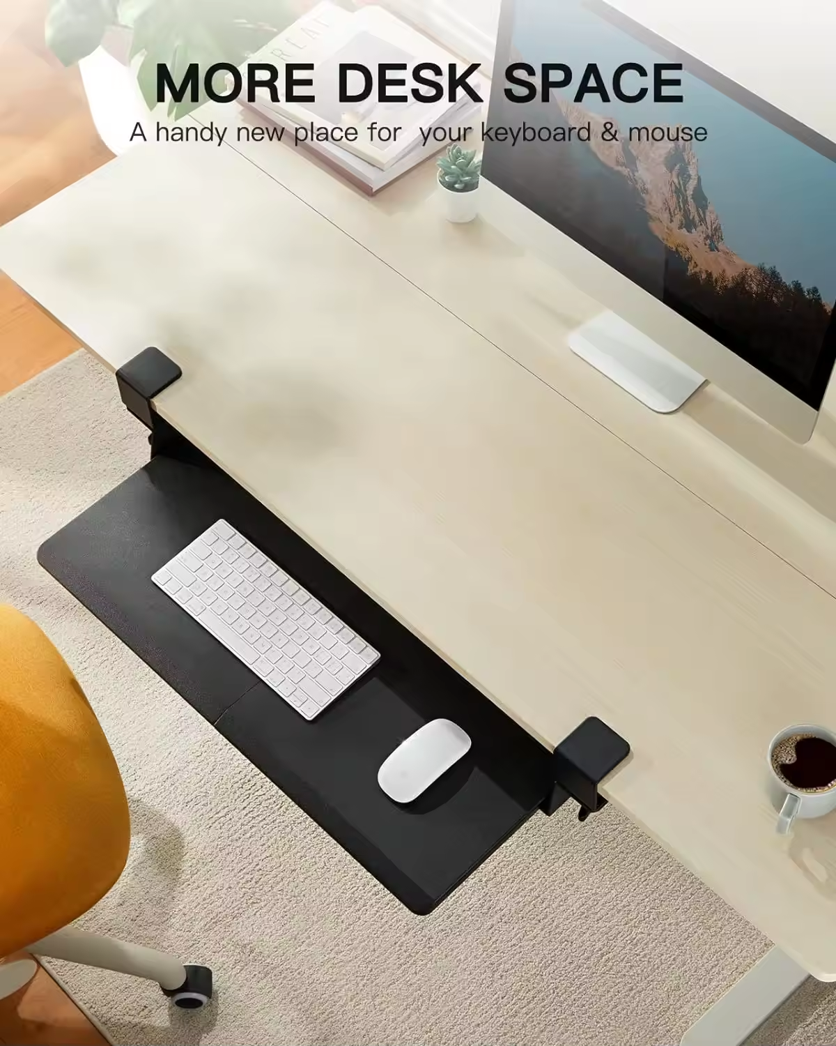 Office Ergonomic Straight Corner Table Keyboard Tray Under Desk With Adjustable C Clamp Computer Keyboard Mouse Tray