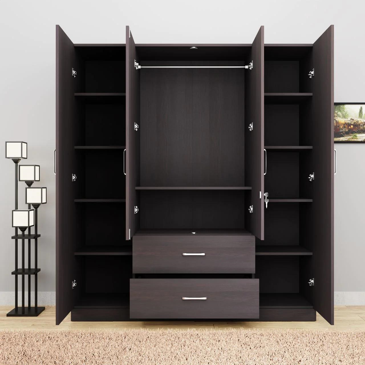 Top Selling - Wooden Wardrobe Customize Size Wardrobe Closet Bedroom Furniture Glass Door- Folding Wardrobe