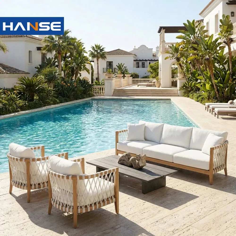 Modern Solid Wood Furniture with Cushions Sofa Set Living Room Garden Patio Hotel Sectional Outdoor Sofa