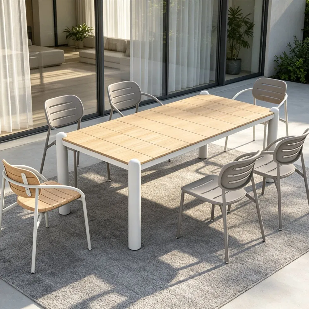 Aluminum Alloy Outdoor Dining Table and Chair Set for Balcony Courtyard Park