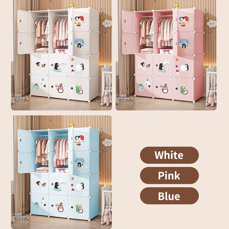 Modern 6-Door Foldable Plastic Storage Cabinet Adjustable Baby Wardrobe for Kids' Clothes Living Room Bedroom Organizer