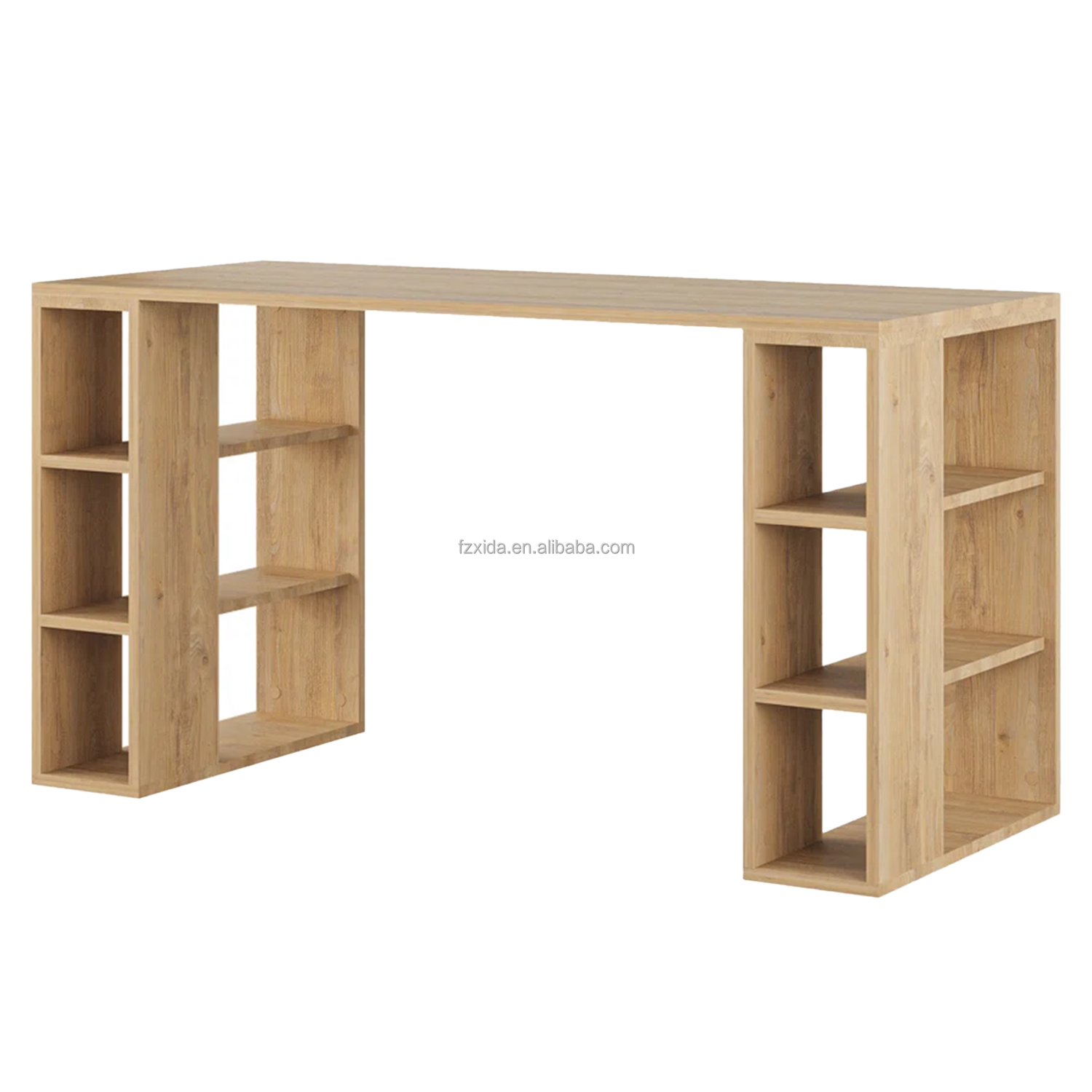 Nordic Wood Computer Table 6 Storage Shelves Space-Saving Multi-Functional Convertible Design 140x60x75cm Living Room Office Use