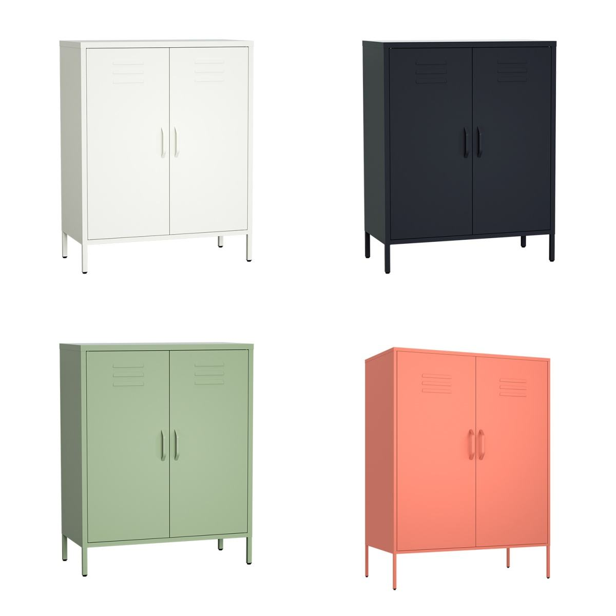 Buffet Sideboard Cabinet Dining Cabinet Storage with 2 Adjustable Shelves Double Door Steel Cabinet for Living Room Bedroom