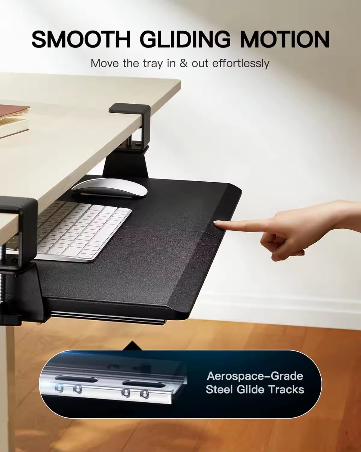 Office Ergonomic Straight Corner Table Keyboard Tray Under Desk With Adjustable C Clamp Computer Keyboard Mouse Tray