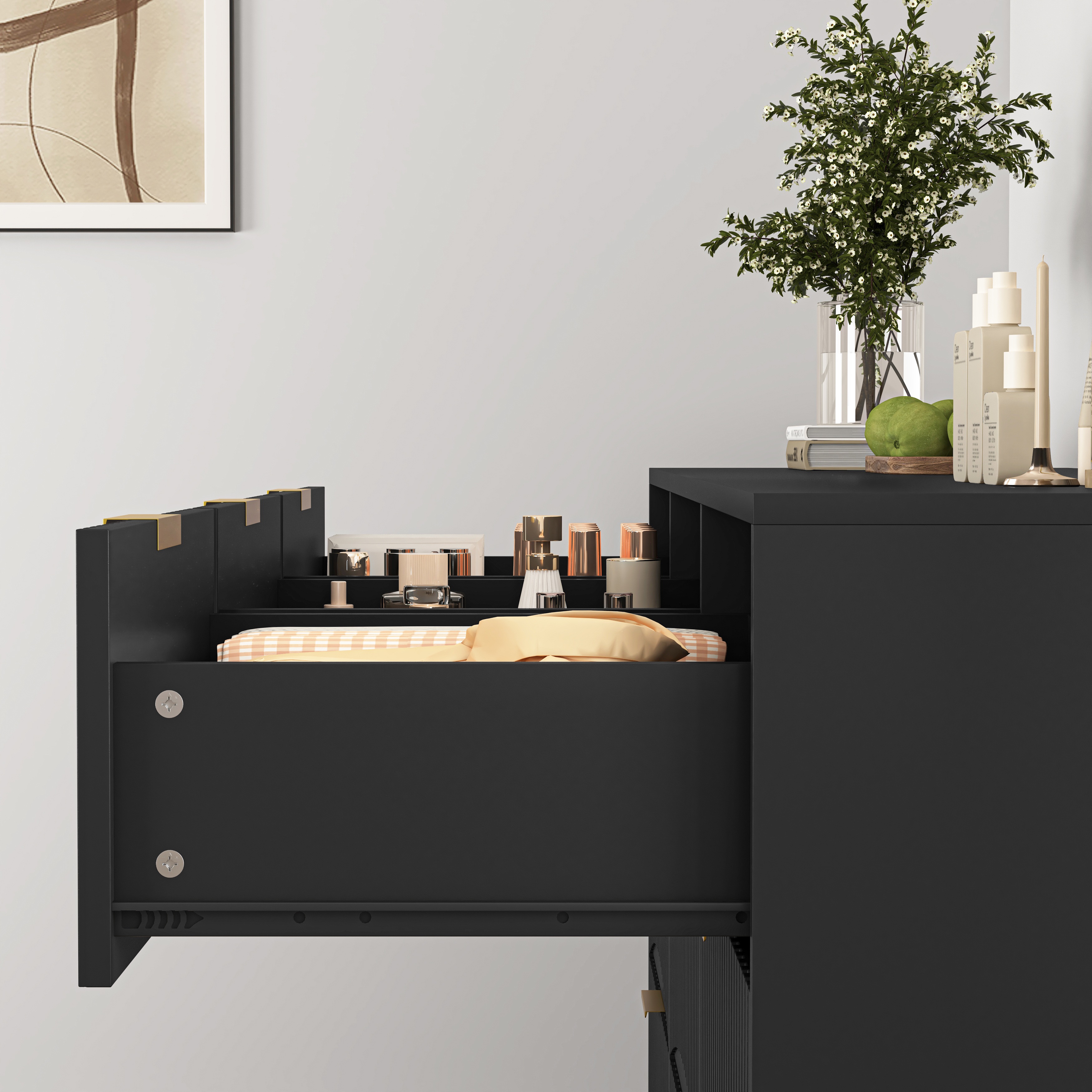 Black 9 Drawer Dresser Detail 7