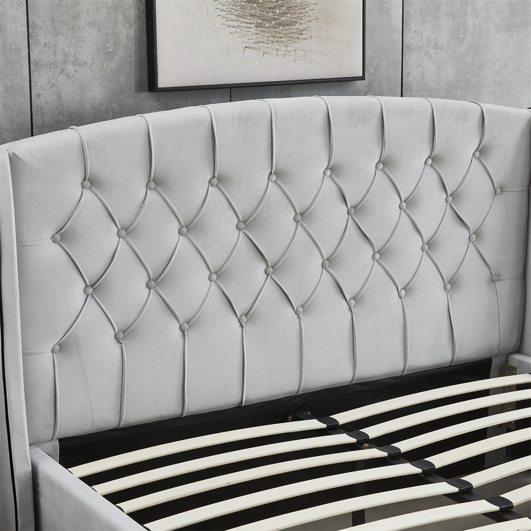 Affordable Tufted Upholstered Bed with Large Storage Drawers, Modern Bedroom Furniture Bed Frame