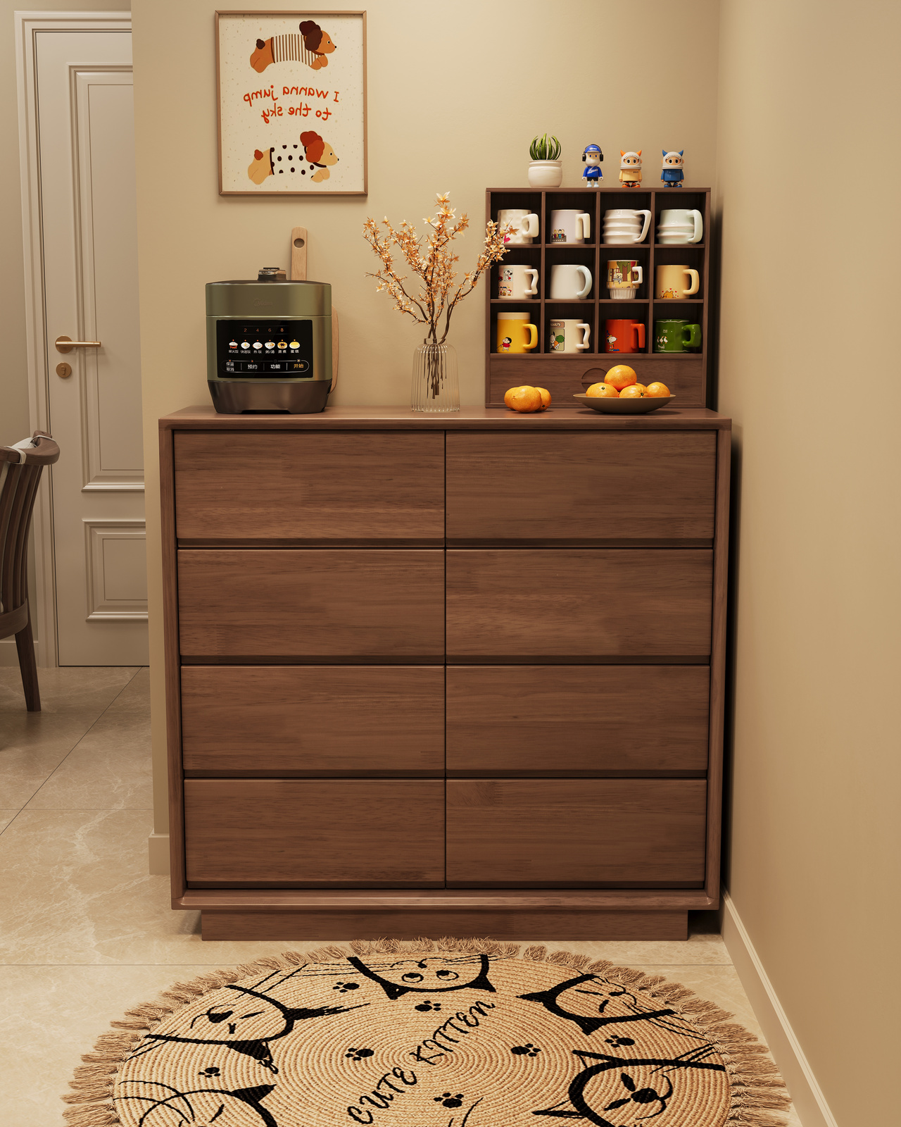 Solid Wood 2-Drawer Dresser &amp; Chest Eco-Friendly Mid-Century Modern Storage Cabinet for Bedroom and Living Room