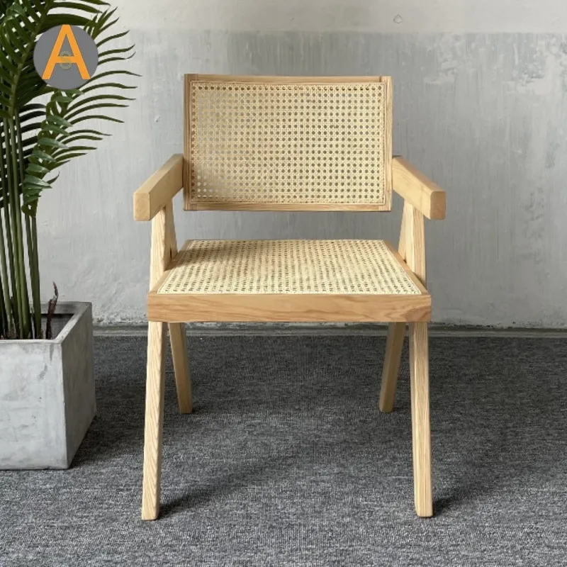 Modern MID Century Rattan Accent Chair Seating Indoor Furniture with Armrest