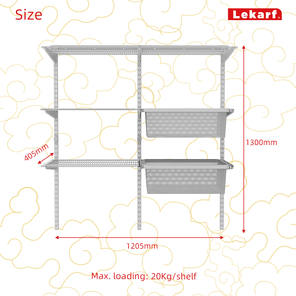 Modern DIY Adjustable Metal Shelving System for Bedroom Walk-in Wardrobe Closet Storage Organization Home Storage Solution