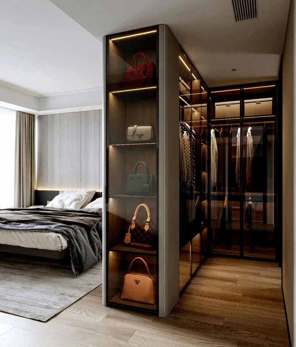 JINGSHUN French Wood Cabinet Light Luxury Adjustable Sliding Doors Eco-Friendly Large Capacity Closet Wardrobe Storage Systems