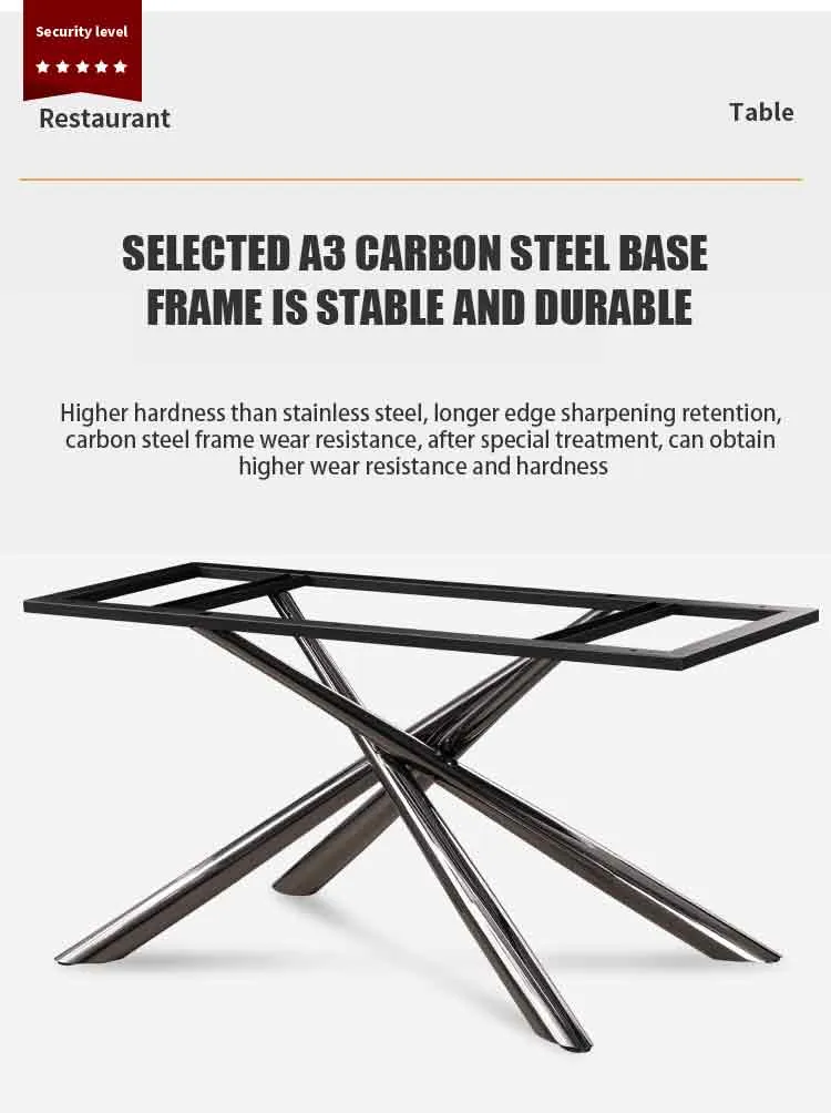 Modern Home Dining Metal Leg Furniture Coffee Marble Banquet Dining Table Furniture Set