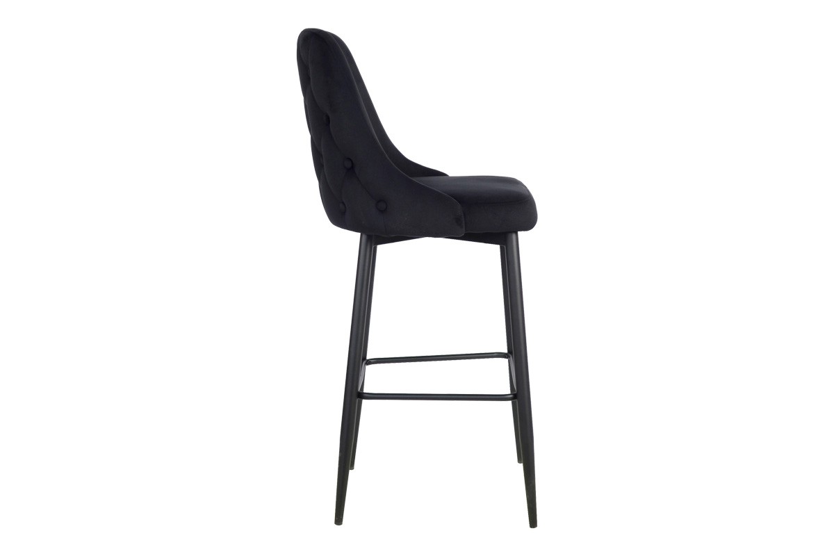 Modern Black Velvet Fabric Kitchen bar Stool with Footrest