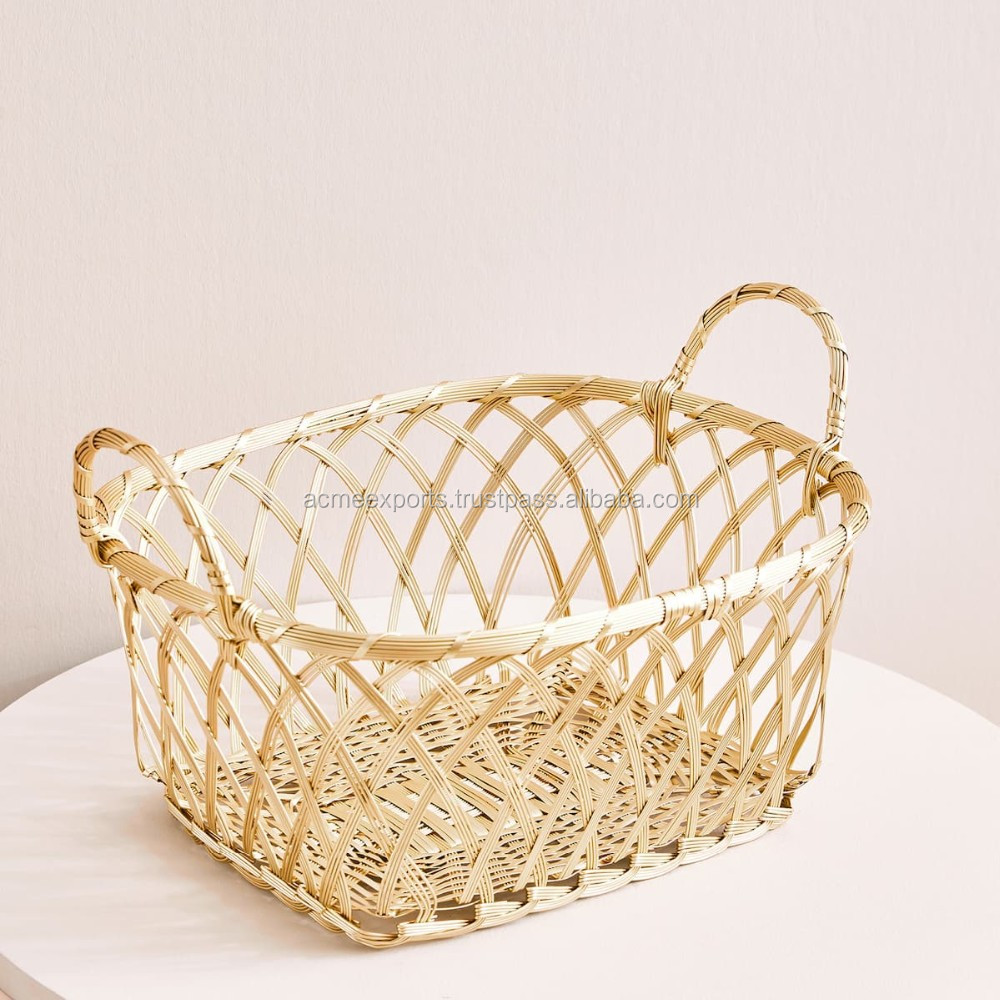 Aluminium Gold Plated Wire Bread Basket