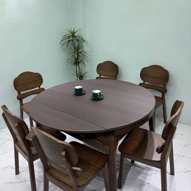 Modern Minimalist Oak Frame Dining Room Set with Glass Table