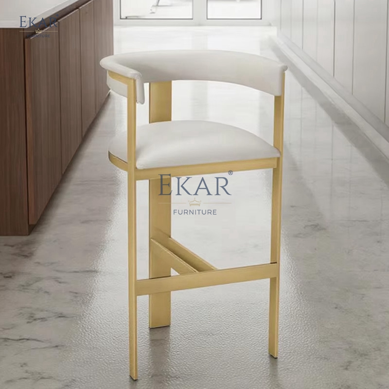 Modern Dining and Kitchen Bar Stools Metal Frame Upholstered Seat Bar Chair