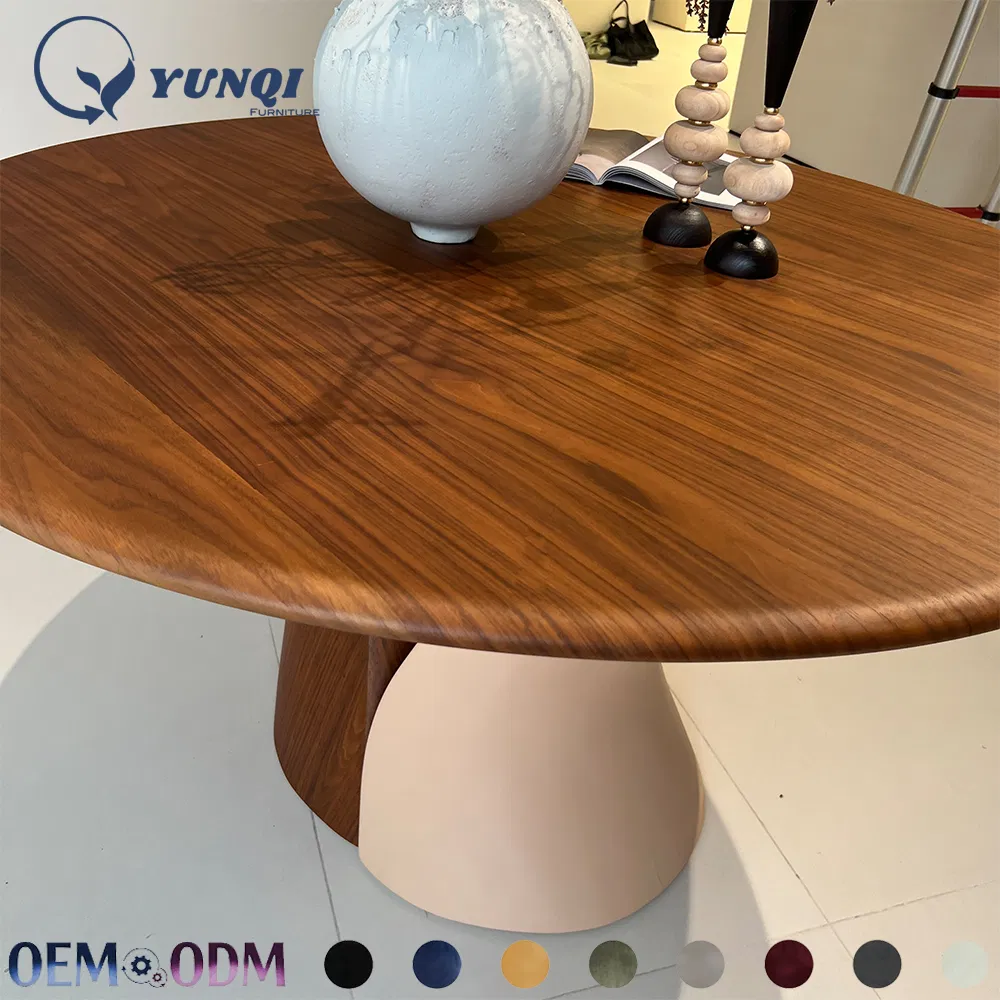 Modern Natural Restaurant Furniture Round Oak Solid Wood Modern Dining Table