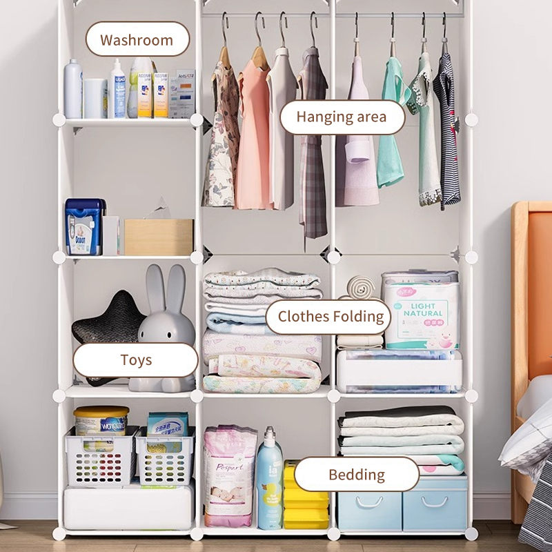Modern 6-Door Foldable Plastic Storage Cabinet Adjustable Baby Wardrobe for Kids' Clothes Living Room Bedroom Organizer