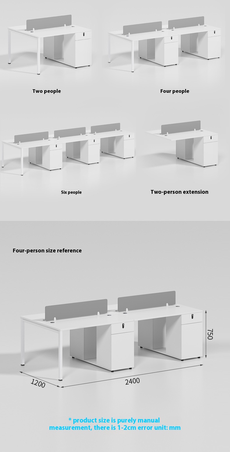 Simple Modern Home Office Furniture 4-Person Staff Desk and Chair Set with Modular Bamboo Screen Partition